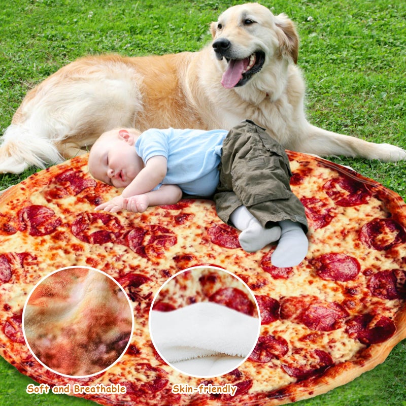 Outivity Pizza Blanket Adult Size 80 Inches, Birthday Gifts for Her Him, Funny Gifts for Girlfriend Boyfriend, Novelty Pepperoni Pizza Food Blanket Oversized, Flannel Throw Blanket for Adult - Image 3